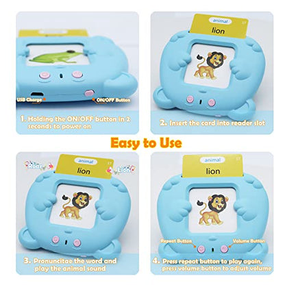 Spanish & English 510 Words Alphabet Bilingual Talking Flash Cards for 3-8 Years Toddlers, Pocket Speech Buddy Therapy Autism Toys, Educational Learning Interactive Toy for Boys Girls Kids Gifts Blue - size: 510 Words Spanish and English (Blue)