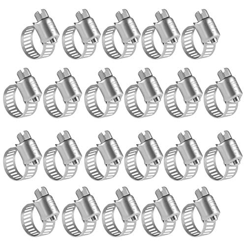 WINL Stainless Steel Hose Clamps - 22 Pack Worm Gear Drive Hose Clamps Micro Size 6 Clamping Range from 5/16 Inch to 7/8 Inch (8mm-22mm) for Automotive Plumbing, 1/2'', 3/4'' Clamps - size: Micro#6 (5/`6" ~ 7/8")