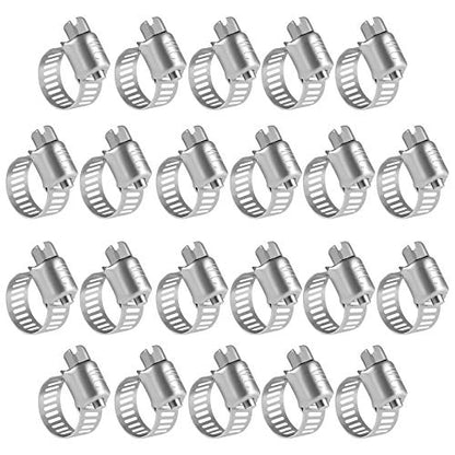 WINL Stainless Steel Hose Clamps - 22 Pack Worm Gear Drive Hose Clamps Micro Size 6 Clamping Range from 5/16 Inch to 7/8 Inch (8mm-22mm) for Automotive Plumbing, 1/2'', 3/4'' Clamps - size: Micro#6 (5/`6" ~ 7/8")