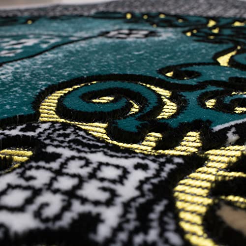 Modefa Muslim Prayer Rug - Wide Multi Person Plush Velvet Medallion 17-1 | For 3 People Praying Mat, Salah Group Carpet - color: Red / Beige