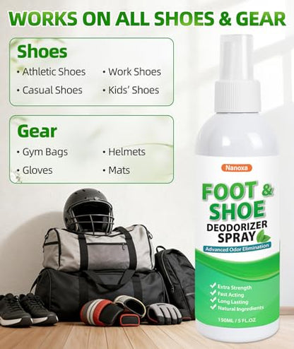 Shoe Deodorizer Spray, 5 fl oz Powerful Foot & Shoe Odor Eliminator, Foot Spray for Smelly Feet, Fast-Acting & Long-Lasting Shoe Freshener Spray for Shoes, Gym Bags, Helmets - size: 5 Fl Oz (Pack of 1)