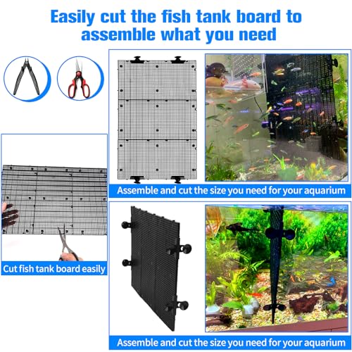 8pcs Fish Tank Divider with 10 pcs Suction Cups DIY Adjustable Aquarium Divider Filter Bottom Fish Tank Isolation Board Egg Crate