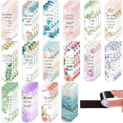Zonon 48 Pcs Bible Verse Magnetic Christian Bookmarks for Women School - style: Stylish Style