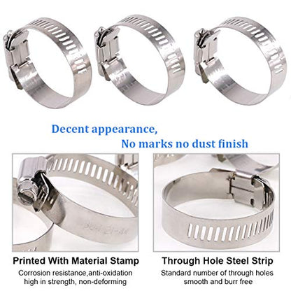 Glarks 20Pcs 304 Stainless Steel Adjustable 21-44MM Range Worm Gear Hose Clamps Assortment Kit, Fuel Line Clamp for Water Pipe, Plumbing, Automotive and Mechanical Application (21-44MM) - size: 21-44MM
