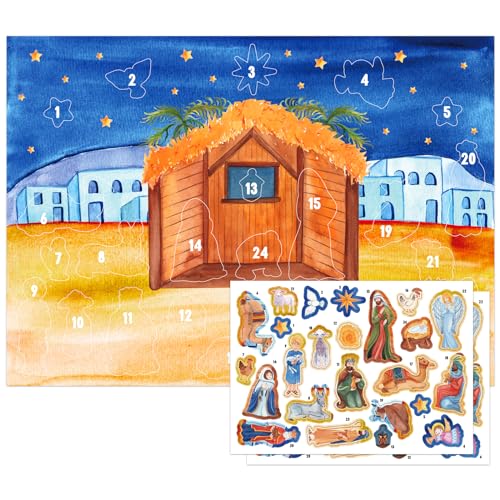WhatSign Nativity Sticker Advent Calendar for Kids - 2025 Christmas Christian Religious Countdown Calendar Nativity Advent Calendar for Kids Children Boys Girls - color: Classic
