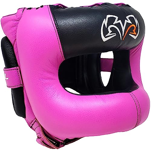 RIVAL Boxing RHGFS3 Face-Saver Sparring Headgear - Wide Eye Opening, Premium Leather, and Thermoplastic Inner Frame - color: Pink, size: Large-X-Large