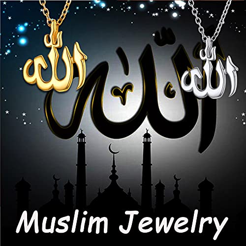 U7 Allah Pendant Necklace with Chain Platinum / 18K Gold Plated Muslim Jewelry Islamic Pendant - color: 01.Polished Black