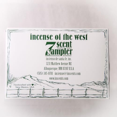 Incienso de Santa Fe - 7 Scent Sampler Natural Wood Incense with Burner, Includes Piñon, Cedar, Juniper, Hickory, Alder, Mesquite, and Fir Balsam (70 Bricks) - Made in the USA
