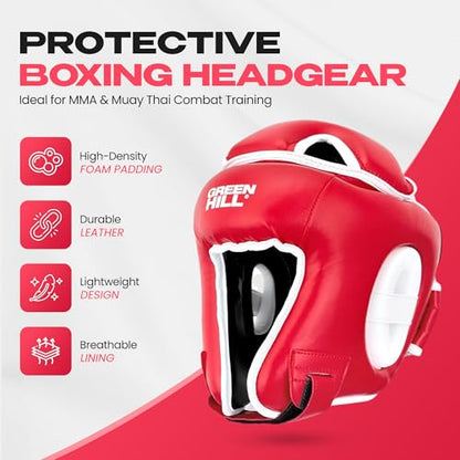 Boxing Headgear for Men and Women MMA Headgear Muay Thai Head Gear – Sparring Gear, Professional Training Headgear Head Guard Win from Green Hill - size: Large