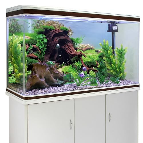 AWERT 36x18 inches Wood Aquarium Seaweed Aquarium Background River Bed & Lake Fish Tank Background Seagrass Aquarium Vinyl Background - size: 36x18in/90x45cm