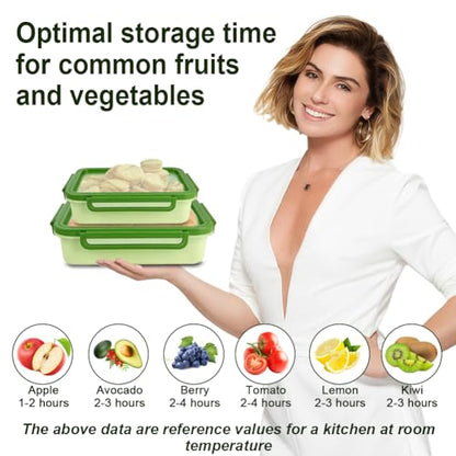 Abnaok 2PCS Reusable Large Fruit And Veggie Savers, Silicone Fruit Storage Box, Fruit Storage Pods For Food Saver, Ideal For Roast Chicken, Garlic, Onions, Lemons, Watermelon and Potatoes