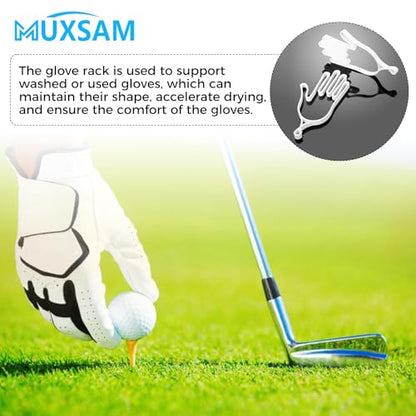 MUXSAM Golf Gloves Stretcher Holder Keeper Hanger Gloves Support Frame Golf Gloves Holder Rack Dryer Shaper Tool Accessories for Golfer Gloves Maintenance(1 Pair 2Pcs) - color: White
