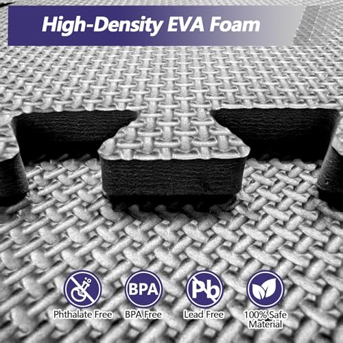 1/2 inch Thicked Gym Floor Mats (20 Sq Ft), 20 Tiles 12.6X12.6in High Density EVA Foam Gym Flooring for Home Gym, Weightlifting, Kids Play Area, Non-Slip, Free Splicing. - size: 24 Sq Ft(6 Tiles)