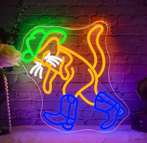 WLHOPE Cowboy Cat Neon Sign Neon Signs for Wall Decor Cat Neon Lights Cowboy Hat Boot LED Sign for Bedroom Home Bar Club Party Western Decor Gifts - color: Cowboy Cat
