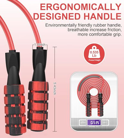 Jump Rope for Women Men, Fitness Jumprope for Women Workout, Adjustable Adult Exercise Skipping Rope - color: Red