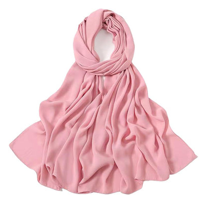 Heavy Not Easily See Through Long Chiffon Hijab Scarf for Women, Amazing Smooth Muslim Head Scarves - color: Rose Pink