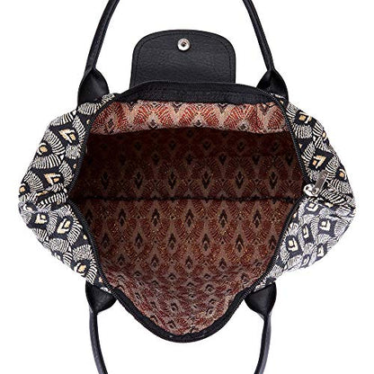 Signare Tapestry Foldable Tote Bag Reusable Shopping Bag Grocery Bag - color: Luxor