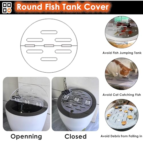 Customizable Round Acrylic Fish Tank Lid - Anti-Jump Cover with Flip-Top & Vent Port, Perfect for Aquariums, Keeps Fish Safe from Cats, Durable & Easy to Install - size: 85cm/33in