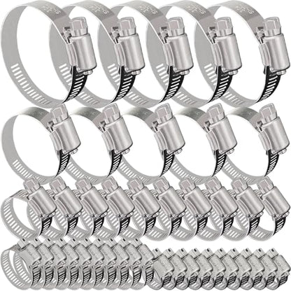 40 Pack Adjustable Stainless Steel Hose Clamps, 10-70mm Worm Gear Duct Pipe Clamp, Heavy Duty Metal Fuel Line Radiator Hose Clamps Kit for Plumbing, Automotive, Industrial, Garden, Indoor&Outdoor Use - size: 40 Pcs Kit - Hose Clamp (10-70 mm)