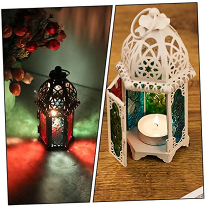 ORFOFE 2pcs Moroccan Style Candle Table Lamp Flickering Tea Lights Decorative Hanging Light for Home Decor