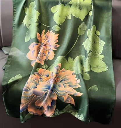 Xyueanlo Scarfs for Women Lightweight Scarves Fashion Print Floral Pattern Head Scarf Wraps Shawls - color: Flower Green