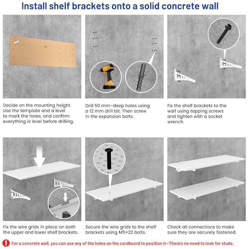 ZONEGRACE 4-Pack 1.5x4ft Garage Storage Wall Shelves, 1000 Lbs Heavy Duty Wall Mounted Shelves, Flat Rack Garage Floating Shelves With Complete Install Kit, White - color: White, size: 1.5x4ft-4pack