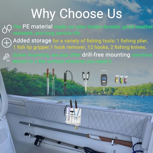 Boat Knife and Plier Holder, Polymer Marine Storage Organizer, Boat Tool Holder Fit for Fishing Tools, Lures and Baits (Close knife rest) - style: Close knife rest