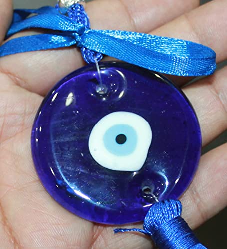 IS4A Talisman - Single Glass Evil Eye Protection - Good Luck Charm, Home, Office, Car Decoration, Blessing Ornament, Reflects Negative Energy (11 Inch) - size: 11 Inch