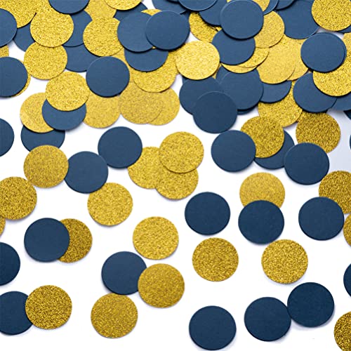 Gold and Blue Confetti Table Decoration for Birthday Graduation Retirement Theme Party,1.2 inch in Diameter,200 Counts - color: Gold,navy Blue