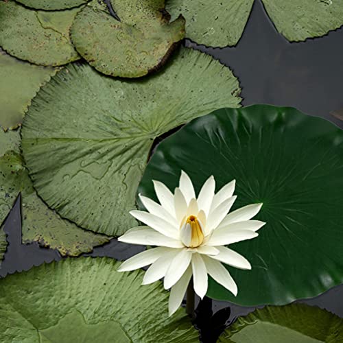 DOITOOL Artificial Lotus Leaves 15.7 Inch Floating Foam Pads Fishpond Aquarium Pool Decoration Realistic Water Lily Pads for Garden Patio Party Display Set of 3 - size: 40X40CM