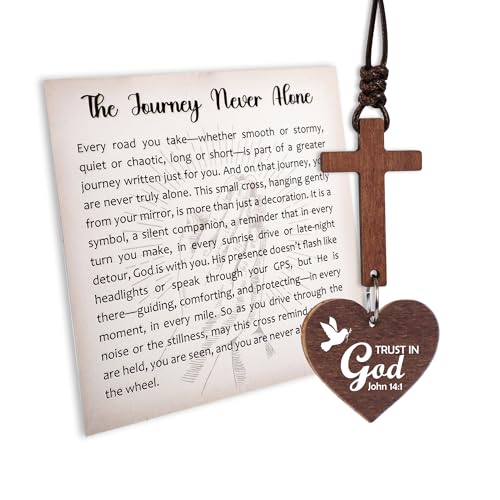 Cross for Car Mirror Hanging, Car Accessories for Men and Women, Rear View Mirror Accessories, Christian Gifts for Women, Gifts for People Who Drive A Lot - color: Wooden - Trust in God