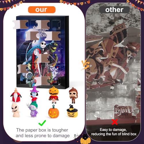 Nightmare Be Christmas Advent Calendar,Halloween Advent Calendar 2026,with 24 Collectible for Kids Adult Boys Girls,Halloween Calendar Countdown Box Halloween Gifts - color: black