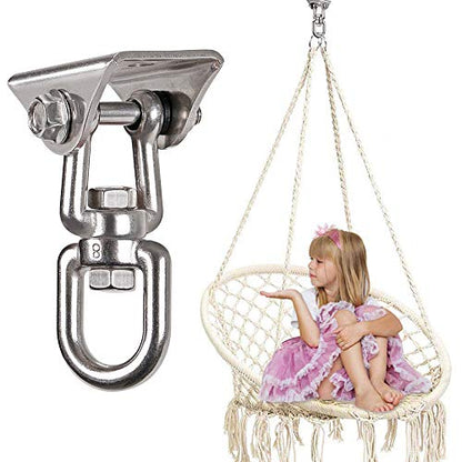 Heavy Duty 360° Swivel Swing Hanger, Stainless Steel Hammock Hook for Ceiling Wooden Porch Swing Hanging kit Playground Gym Rope Boxing Bag Hammock Chair Yoga Mount 1000 lb Capacity - style: 1 Pack-360° Swivel Hook