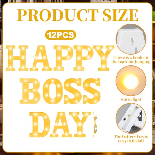 Aurelema Decorations LED Lights Sign Battery Powered Table Decorations for Party Supplies Light Centerpiece(Happy Boss Day) - size: 8.27 inches, style: Happy Boss Day