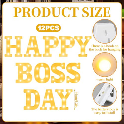 Aurelema Decorations LED Lights Sign Battery Powered Table Decorations for Party Supplies Light Centerpiece(Happy Boss Day) - size: 8.27 inches, style: Happy Boss Day