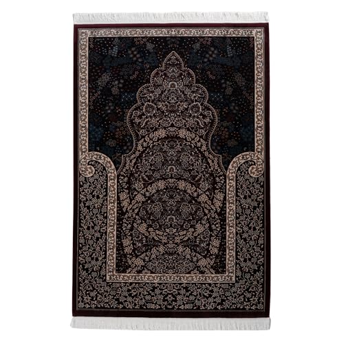 Modefa Velvet Prayer Rug - Soft Plush Turkish Janamaz Sajada Carpet for Men and Women - Luxury Velvet Wide Floral Prayer Mat Ramadan Eid Gift (Dark Maroon) - color: Dark Maroon