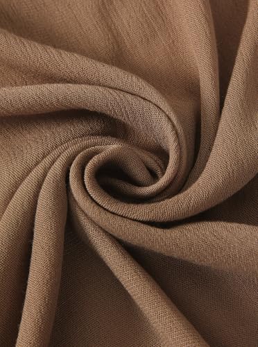 Cotton Linen Plain Hijab Scarf For Women,Muslim Viscose Crinkle Edge With Fringe,Summer Beach Wrap Headwraps Shawl - color: 34#camel