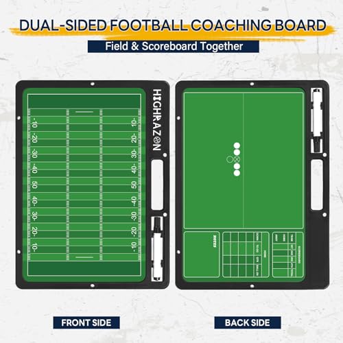 Football Dry Erase Board for Coaches 16.5×12.5, Double Sided Handheld Foldable Tactics Clipboard with Dry Erase Marker and Eraser, Portable Football Coaching Board Perfect Coach Gifts