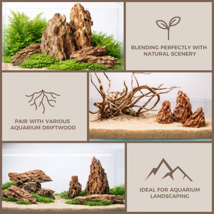 6.1-8.1 Inches Natural Dragon Stone, 6 PCS Large Aquarium Rocks for Aquascaping, Terrariums, Reptile Tanks & Aquarium Décor - size: 6.1-8.1 in