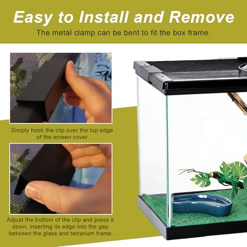 4 Pack Reptile Terrarium Covers Heavy Duty Screen Clips, Large 30 Gallon or Larger Reptile Aquarium Tank Lid Clips, Reptile Enclosure Lock, Provide Strong Extra Security