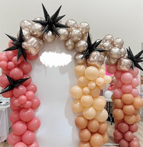 Black Star Balloons, 6PCS 22 Inch Foil Explosion Star Balloons - color: Black