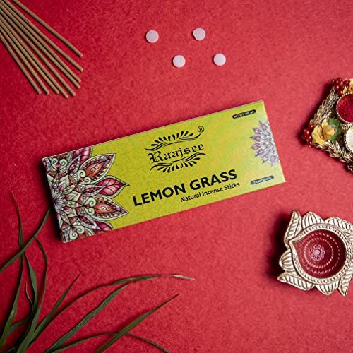 Raajsee Incense Sticks Lemon Grass 100 gm Pack-100% Pure Organic Natural Hand Rolled Free from Chemicals-Perfect for Church, Aromatherapy,Relaxation,Meditation,Positivity & Sensual Therapy - color: Lemongrass