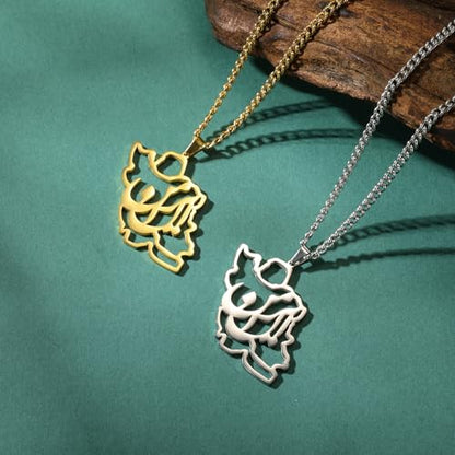 LIKGREAT Iran Map Necklace with Persian Calligraphy Stainless Steel Iranian Cultural Farsi Script Pendant Necklace Patriotic Peace Jewelry - color: 1-sliver