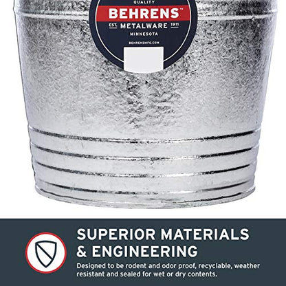 Behrens 1214GS Galvanized Steel Utility Pail, 14-Quart, Gray - size: 14-Quart, style: Hot Dipped