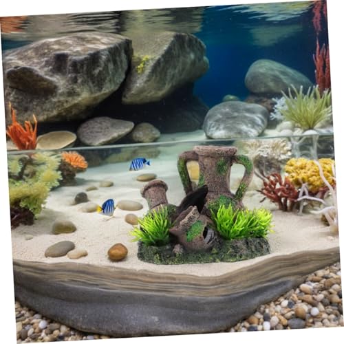 INOOMP Aquarium Cave Decorations: Fish Tank Resin Vase Jar Jug Sunken Ornament Landscaping Saltwater Freshwater Small Medium Fish Garden Pond Ornaments
