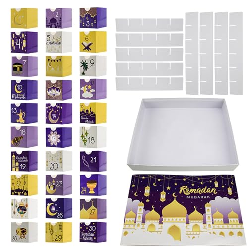 Ramadans Countdowns Calendar Features 30 Empty Boxes Portable Accessory for Eids Celebration and Special Gifts