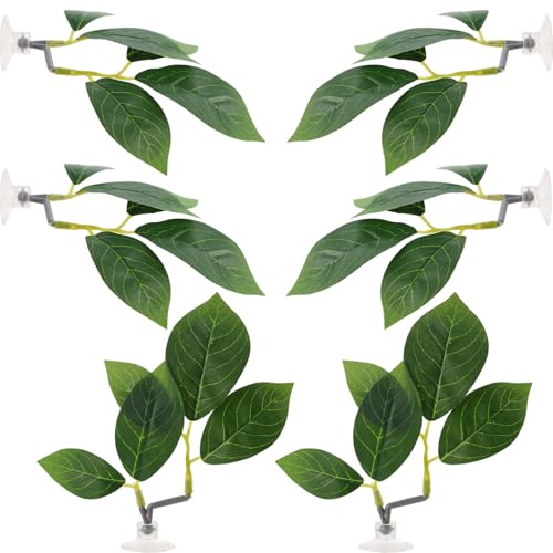 6 Pcs Betta Leaf Hammock with Suction Cups, Realistic Plastic Leaf Fish Tank Decor Aquarium Plants Beta Resting Spot Accessories Decorations for Betta Fish Resting Bed Spawning Ground - style: Style A