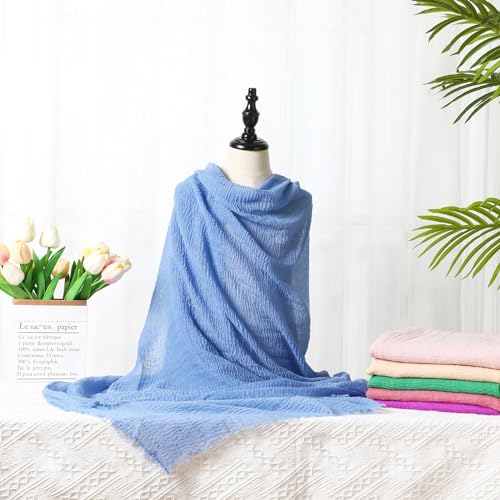 Geyoga 6 Pcs Women Scarf Shawl Hijab Scarves Cotton Crinkle Hijab for Women Blend Shawl Crinkle Wrap Head for Seasons - color: Bright Colors