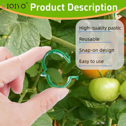 CIQIYO® 200 Pcs Plant Support Clips,Plastic Clips for Securing Plants,Tomato Vine Clips,Plant Fixing Clips,Garden Clips for Climbing Plants,Grape and Vine Vegetables (200, Green) - color: Green