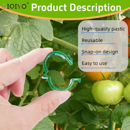 CIQIYO® 200 Pcs Plant Support Clips,Plastic Clips for Securing Plants,Tomato Vine Clips,Plant Fixing Clips,Garden Clips for Climbing Plants,Grape and Vine Vegetables (200, Green) - color: Green